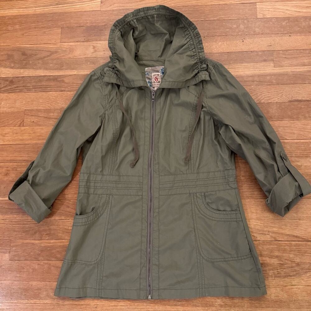 Decree green zip up cuffed sleeve lightweight jacket size large L b61